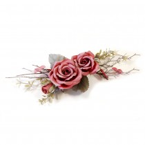 COMPO ARTIFICIELLE BRANCHES ROSES GIVRE ROUGE 35CM