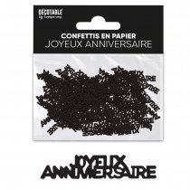 CONFETTIS PAPIER ANNIVERSAIRE 5CM NOIR