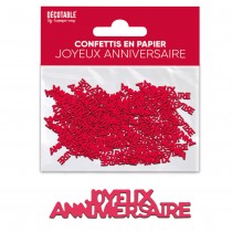 CONFETTIS PAPIER ANNIVERSAIRE 5CM ROUGE