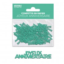 CONFETTIS PAPIER ANNIVERSAIRE 5CM VERT