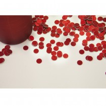 CONFETTIS PASTILLE ROND CARTON 6MM PAILLETÉ ROUGE