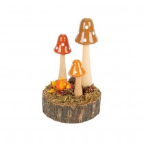 DÉCO 3 CHAMPIGNONS RONDIN MOUSSE 15X9CM ORANGE