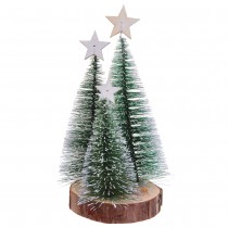 DÉCO 3 SAPINS NEIGE RONDIN BOIS ÉCORCE 22CM VERT