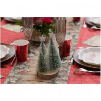 DÉCO 3 SAPINS NEIGE RONDIN BOIS ÉCORCE 22CM VERT