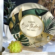 DÉCO BOIS ANNIVERSAIRE JUNGLE 19.5X4X20.5CM VERT