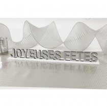 DÉCO BOIS JOYEUSES FETES 4X34X3CM PAILLETÉ ARGENT