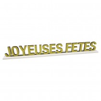 DÉCO BOIS JOYEUSES FETES 4X34X3CM PAILLETÉ OR