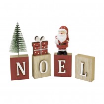 DÉCO BOIS NOEL SAPIN CADEAU PÈRE NOËL 9X12CM ROUGE