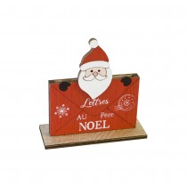 DÉCO BOIS PORTE-COURRIER PÈRE NOËL 15X14X4CM ROUGE