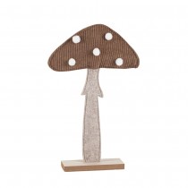 DÉCO CHAMPIGNON BOIS FEUTRE VELOURS 31X20CM MARRON