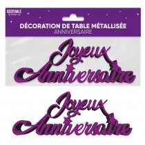 DÉCO DE TABLE ANNIVERSAIRE 19X7X2CM VIOLET