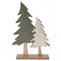 DÉCO DUO SAPIN BOIS FEUTRINE 24CM BLANC VERT