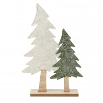 DÉCO DUO SAPIN BOIS FEUTRINE 38CM BLANC VERT