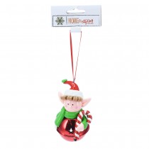 DÉCO ELF NOËL CLOCHETTE À SUSPENDRE 5.5X5X8.8CM