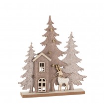 DÉCO MAISON FORÊT RENNE BOIS FEUTRINE 31X28CM