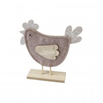 DÉCO POULE BOIS FEUTRINE 18CM BRUNE