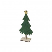 DÉCO SAPIN FEUTRINE ÉTOILE OR 20X9.5X4CM VERT