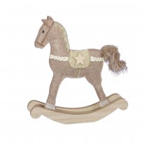 DÉCORATION CHEVAL BASCULE FEUTRE 28X30CM BEIGE