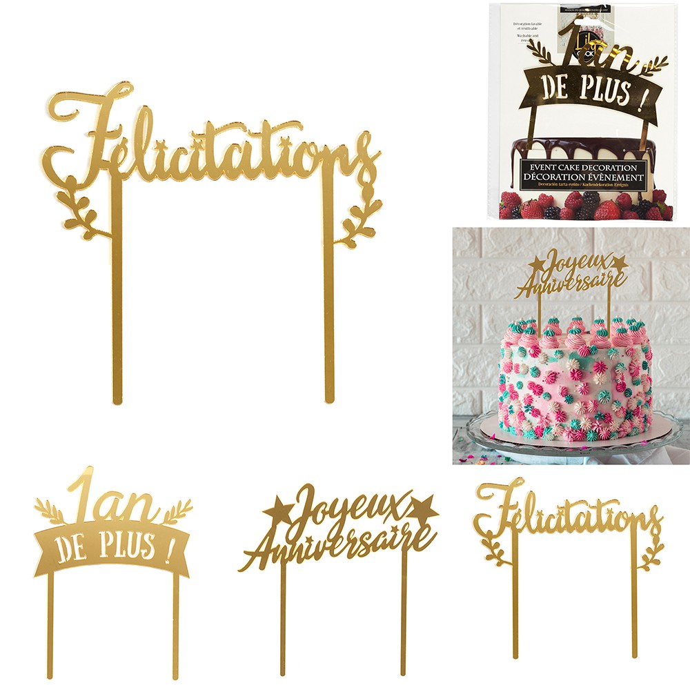 Décoration de gâteau - Cake Topper Evénement - Texte au choix - Jour de  Fête - Accessoires pour pâtisserie - Décoration