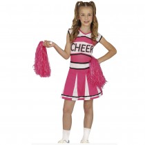 DÉGUISEMENT CHEERLEADER POM-POM GIRL ROSE FILLE