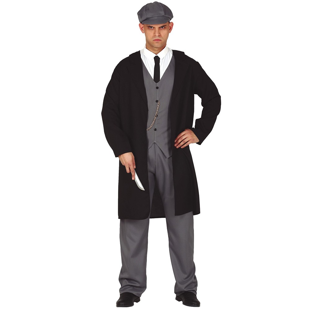 Déguisement femme Gangster années 20, noir (Manteau et chapeau