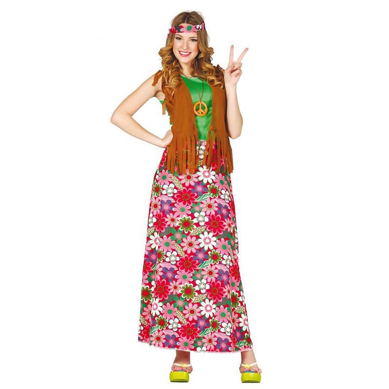 Costume hippie des années 1960 multicolore avec robe - Carnival