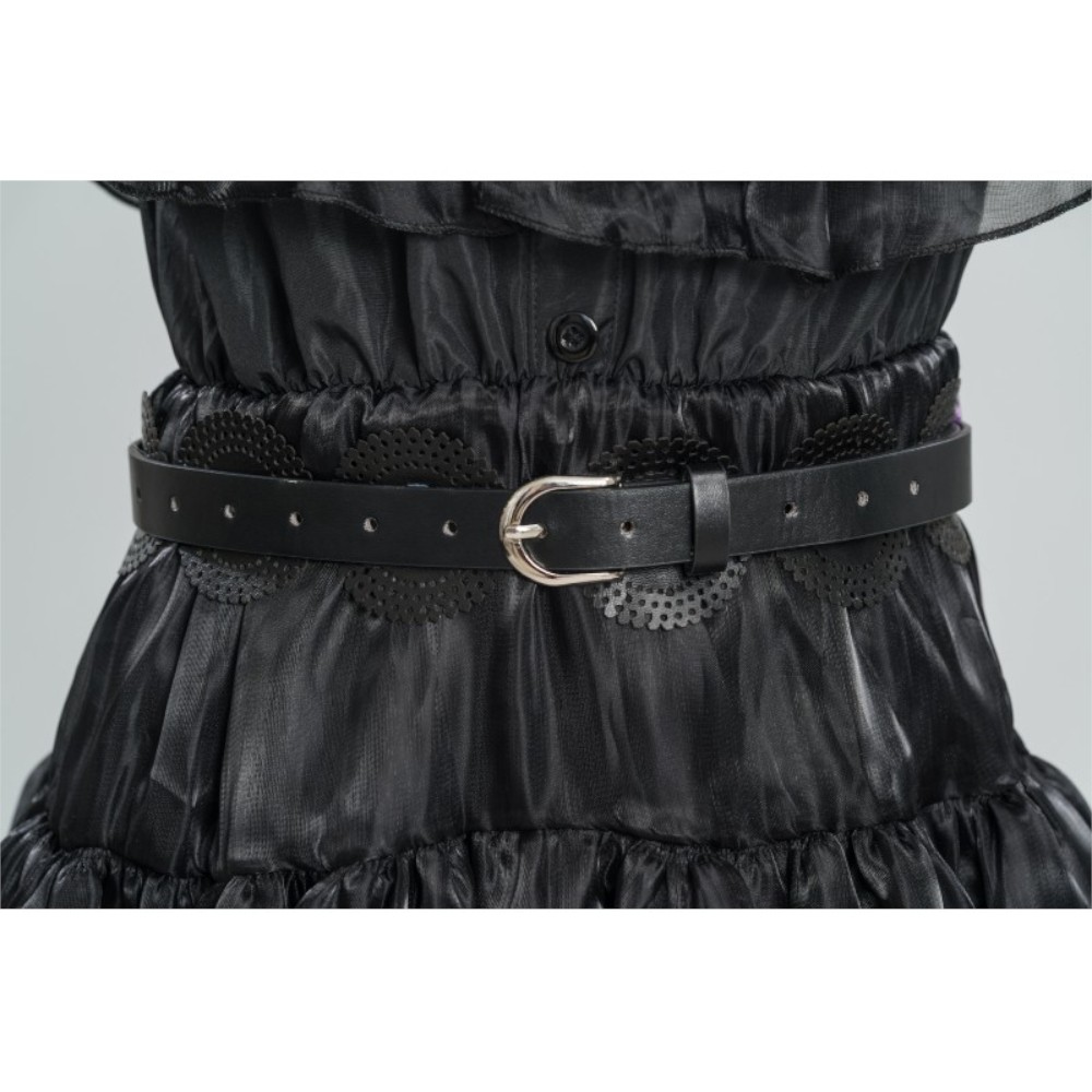 Costume Cosplay Mercredi Addams, Robe + Ceinture + Perruque, Pour Fille
