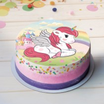 DISQUE AZYME LICORNE ARC-EN-CIEL DÉCO GÂTEAU 20CM