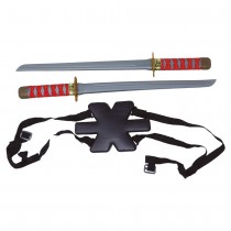 DOUBLE ÉPÉES FOURREAU DORSAL SAMOURAÏ NINJA 55CM