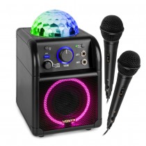 ENCEINTE KARAOKÉ MICRO BOULE LED 2 MICROS NOIR