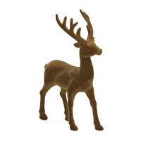 FIGURINE CERF DEBOUT FLOQUÉ 13.5X21CM MARRON