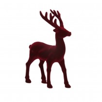 FIGURINE CERF DEBOUT FLOQUÉ 13.5X21CM ROUGE