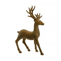 FIGURINE CERF DEBOUT FLOQUÉ 22X35CM MARRON