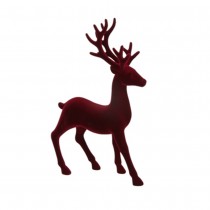 FIGURINE CERF DEBOUT FLOQUÉ 22X35CM ROUGE