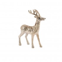 FIGURINE CERF PAILLETÉ SEQUIN 45X34CM CHAMPAGNE