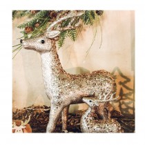 FIGURINE CERF PAILLETÉ SEQUIN 45X34CM CHAMPAGNE