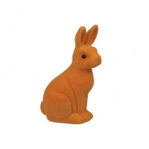 FIGURINE LAPIN DEBOUT TISSU FLOQUÉ 25.5CM ORANGE