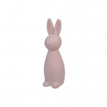 FIGURINE LAPIN DEBOUT VELOUTÉ 31CM ROSE PÂLE