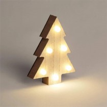 FIGURINE NOËL BOIS LED BLANC CHAUD 10X3X13CM