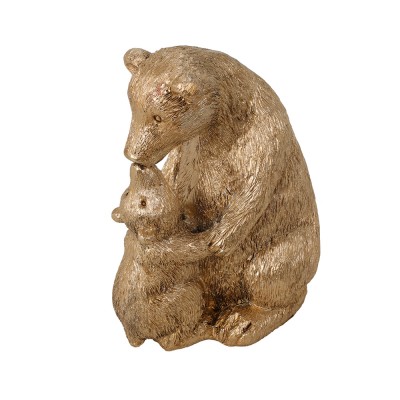 FIGURINE OURS POLAIRE ENFANT POLYSTONE OR MTAL