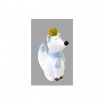 FIGURINE RENARD BLEU COURONNE OR 10CM