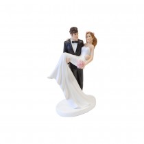 FIGURINE RÉSINE COUPLE PORTÉ MARIÉE 18CM