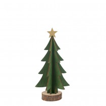 FIGURINE SAPIN 3D RONDIN BOIS ÉCORCE 18.5CM VERT