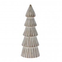 FIGURINE SAPIN BOIS MANGUIER SCULPTÉ 20CM BLANC