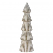 FIGURINE SAPIN BOIS MANGUIER SCULPTÉ 25CM BLANC