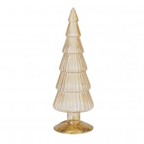 FIGURINE SAPIN CONIQUE VERRE 34CM TRANSPARENT OR