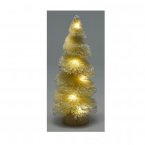 FIGURINE SAPIN ENNEIGÉ 12 LEDS 20CM CRÈME