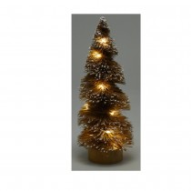 FIGURINE SAPIN ENNEIGÉ 12 LEDS 20CM MARRON