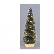 FIGURINE SAPIN ENNEIGÉ 12 LEDS 20CM VERT