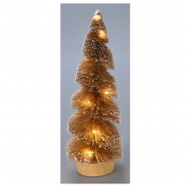 FIGURINE SAPIN ENNEIGÉ 15 LEDS 25CM MARRON